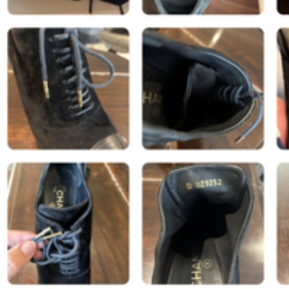 Chanel shoes: suede outer, black leather toe. - Picture 7 of 8